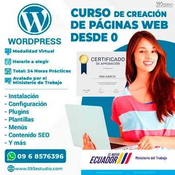 Cursos de WordPress, creación de páginas webs desde 0 con el Aval del Ministerio de Trabajo